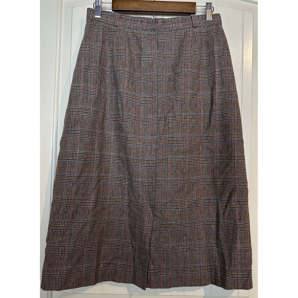 Vintage Union Made A-Line Plaid Midi Length Wool‎ blend Plaid Skirt 13/14 school
